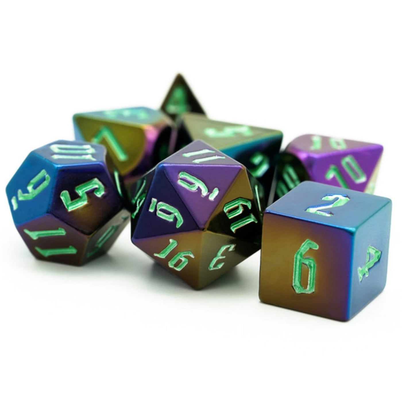 Jumbo Metallic Dice Set with Green Font Plastic Dice Foam Brain Games