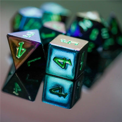 Jumbo Metallic Dice Set with Green Font Plastic Dice Foam Brain Games