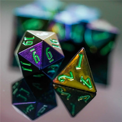 Jumbo Metallic Dice Set with Green Font Plastic Dice Foam Brain Games