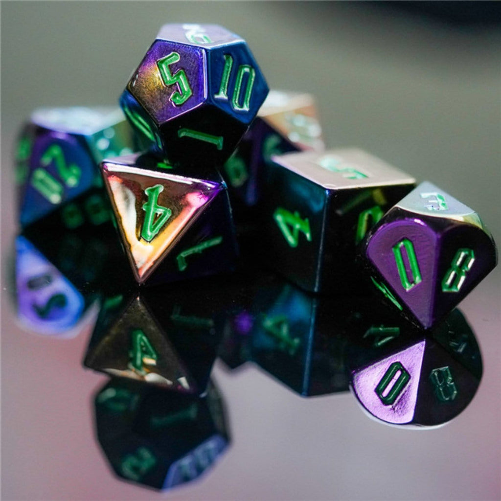 Jumbo Metallic Dice Set with Green Font Plastic Dice Foam Brain Games