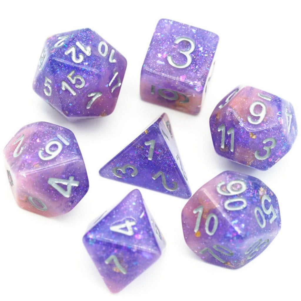 Pink & Purple Seabed Treasure RPG Dice Set Plastic Dice Foam Brain Games