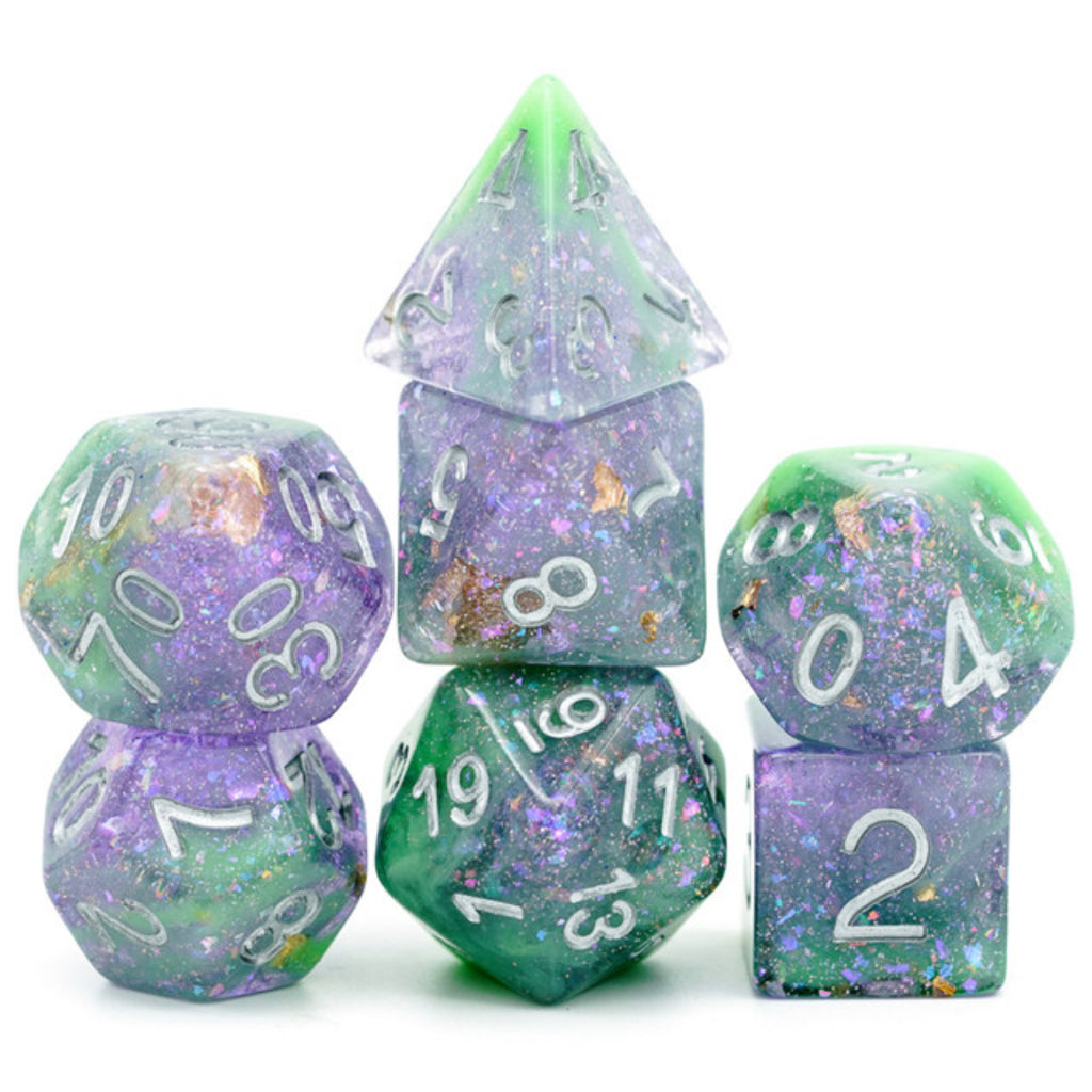 Green & Purple Seabed Treasure Dice Set Plastic Dice Foam Brain Games