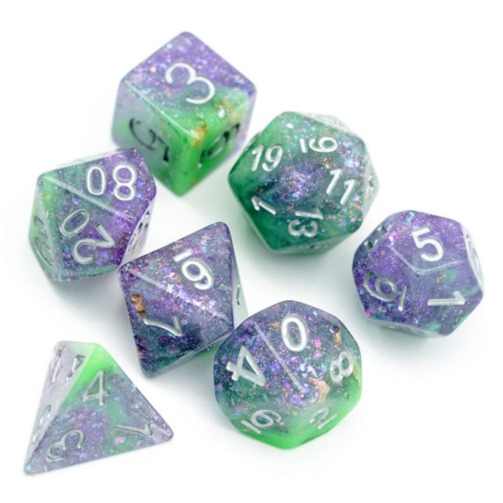 Green & Purple Seabed Treasure Dice Set Plastic Dice Foam Brain Games