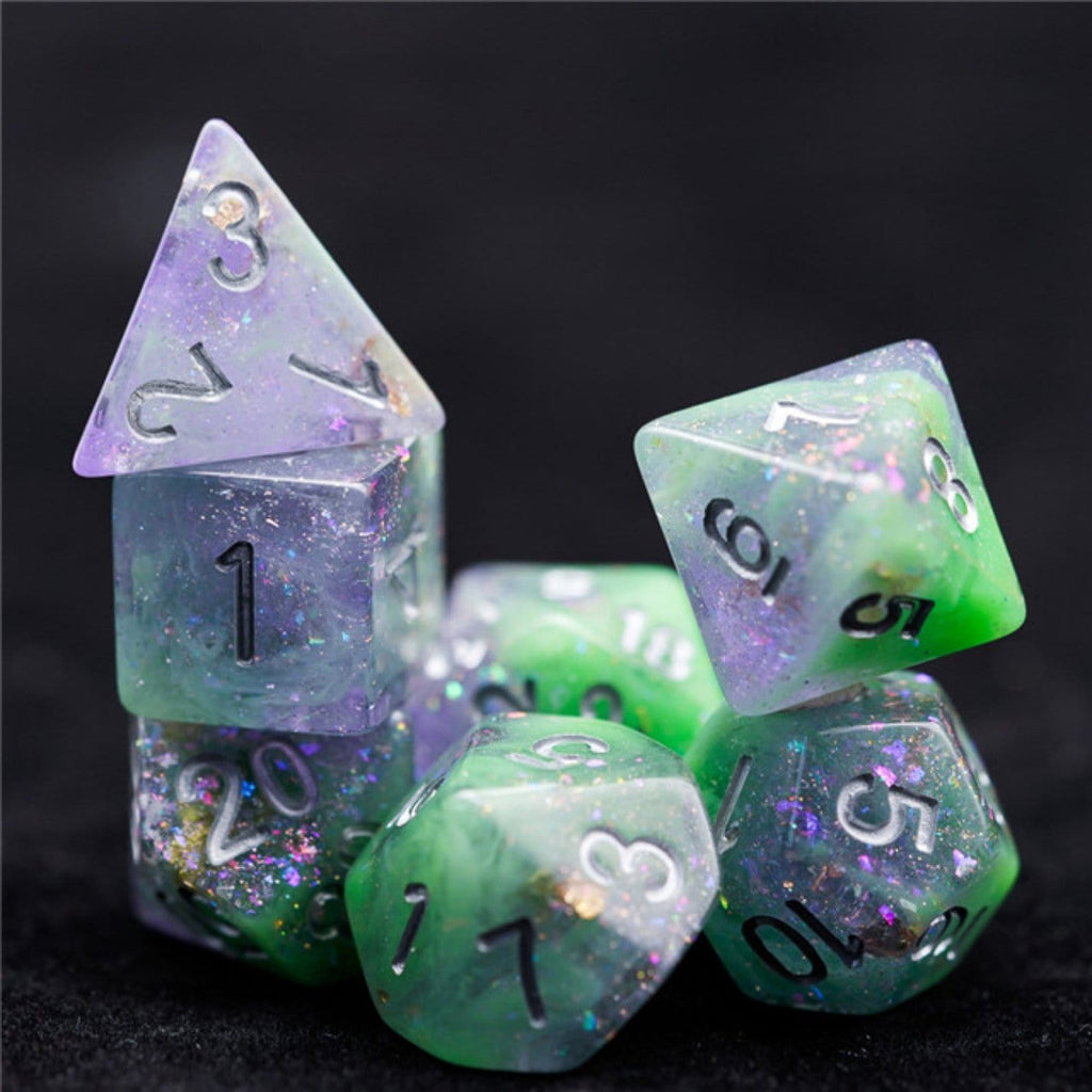 Green & Purple Seabed Treasure Dice Set Plastic Dice Foam Brain Games