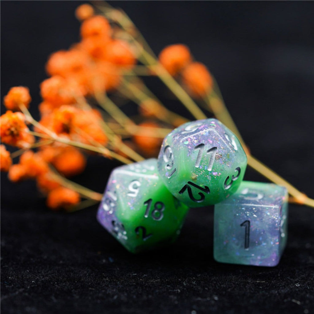 Green & Purple Seabed Treasure Dice Set Plastic Dice Foam Brain Games