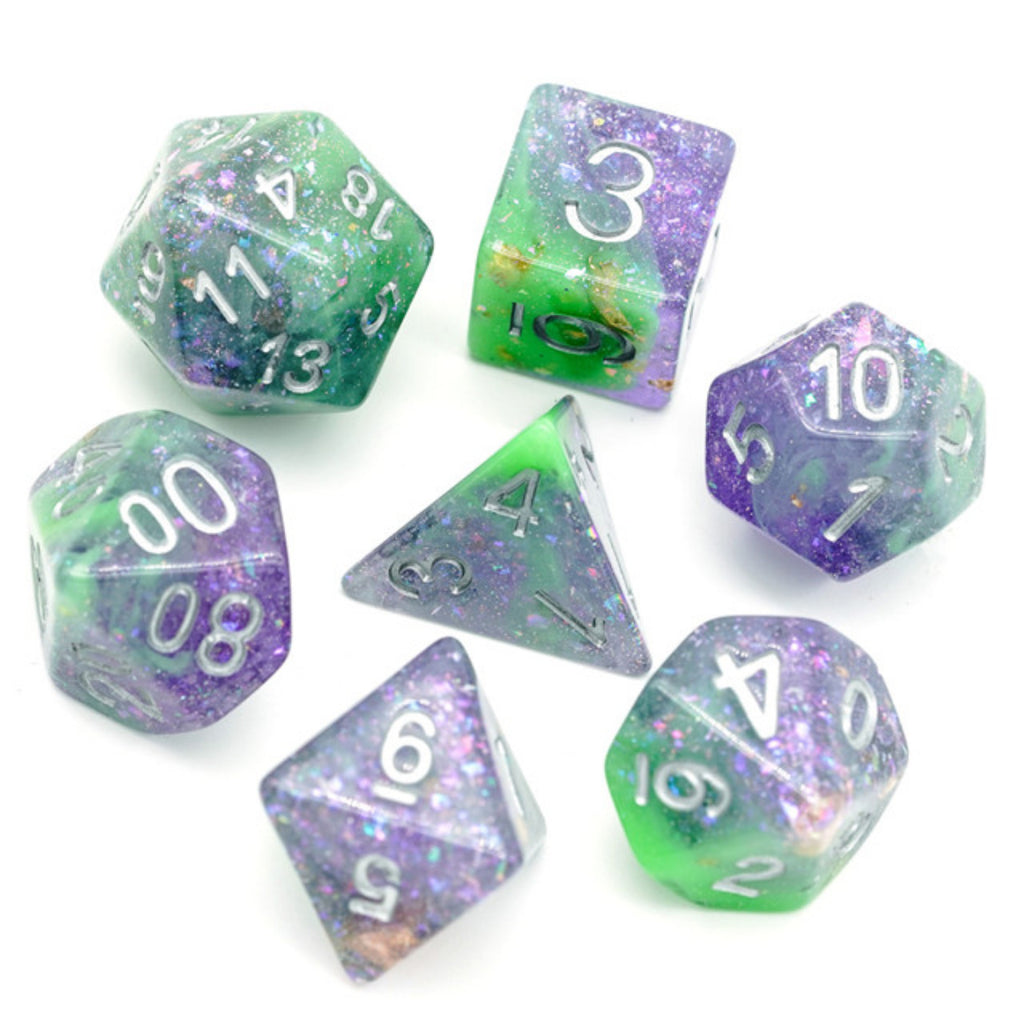 Green & Purple Seabed Treasure Dice Set Plastic Dice Foam Brain Games