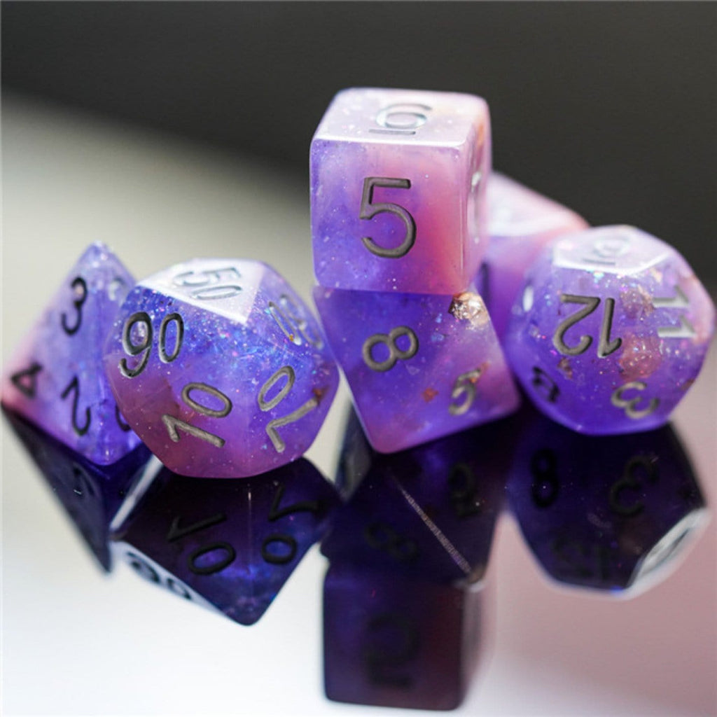 Pink & Purple Seabed Treasure RPG Dice Set Plastic Dice Foam Brain Games