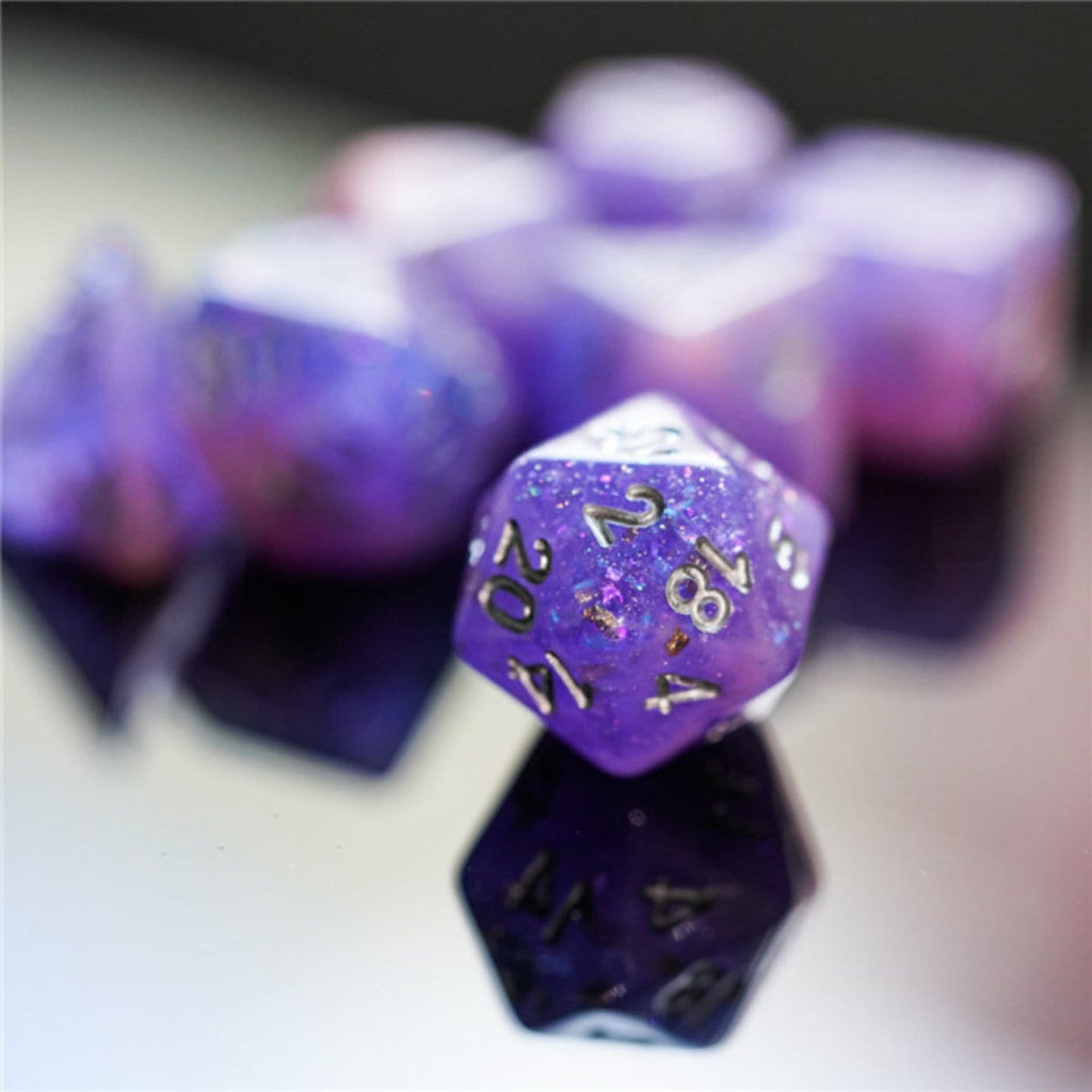 Pink & Purple Seabed Treasure RPG Dice Set Plastic Dice Foam Brain Games