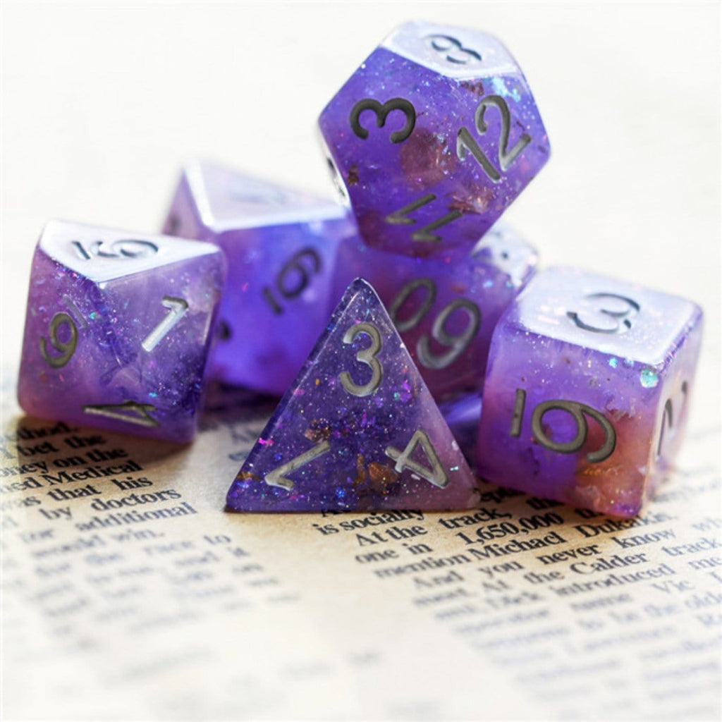 Pink & Purple Seabed Treasure RPG Dice Set Plastic Dice Foam Brain Games