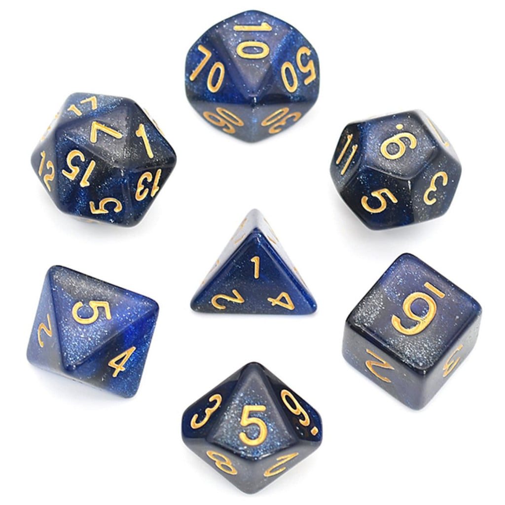 Black & Blue Galaxy RPG Dice Set Plastic Dice Foam Brain Games