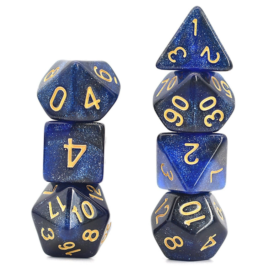 Black & Blue Galaxy RPG Dice Set Plastic Dice Foam Brain Games