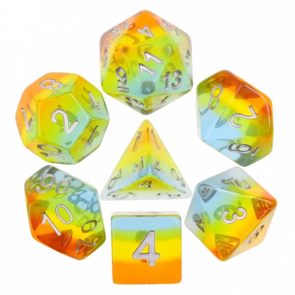 Yellow Aurora  RPG Dice Set Plastic Dice Foam Brain Games