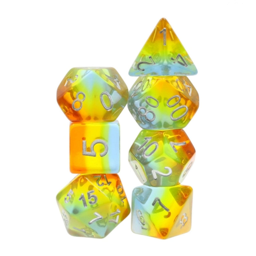 Yellow Aurora  RPG Dice Set Plastic Dice Foam Brain Games