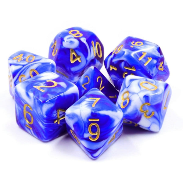 Blue Porcelain RPG Dice Set Plastic Dice Foam Brain Games