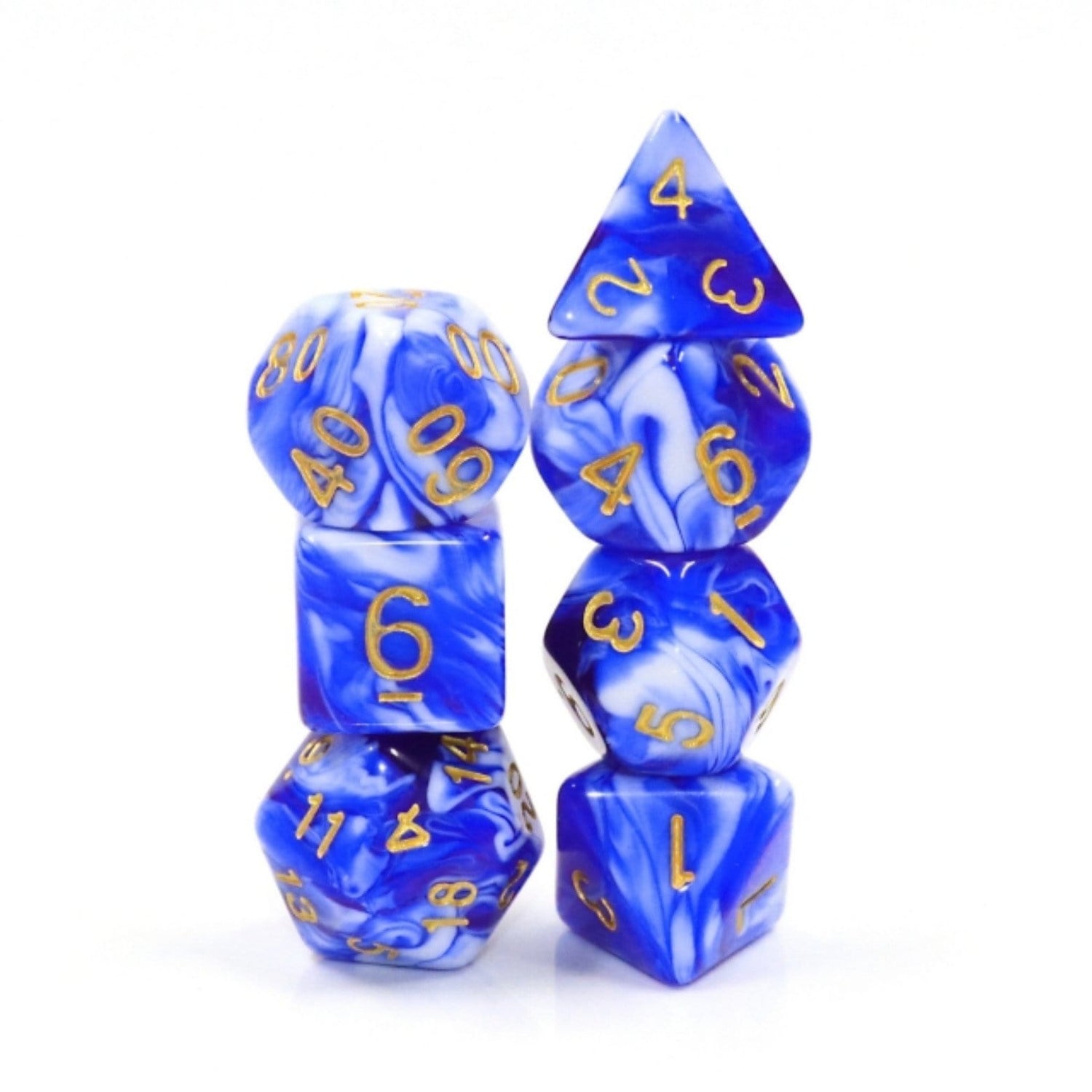 Blue Porcelain RPG Dice Set Plastic Dice Foam Brain Games