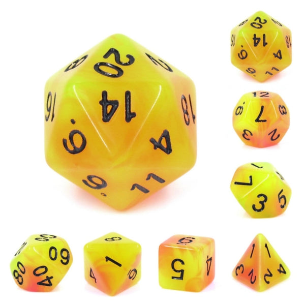 Glow in the Dark FireBall RPG Dice Set Plastic Dice Foam Brain Games