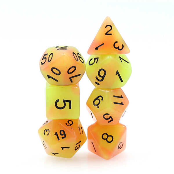 Glow in the Dark FireBall RPG Dice Set Plastic Dice Foam Brain Games