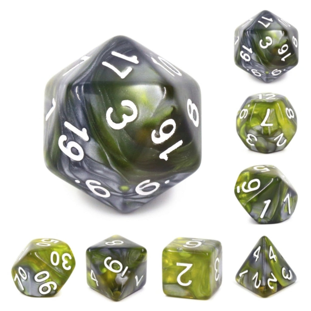 Green Flow RPG Dice Set Plastic Dice Foam Brain Games