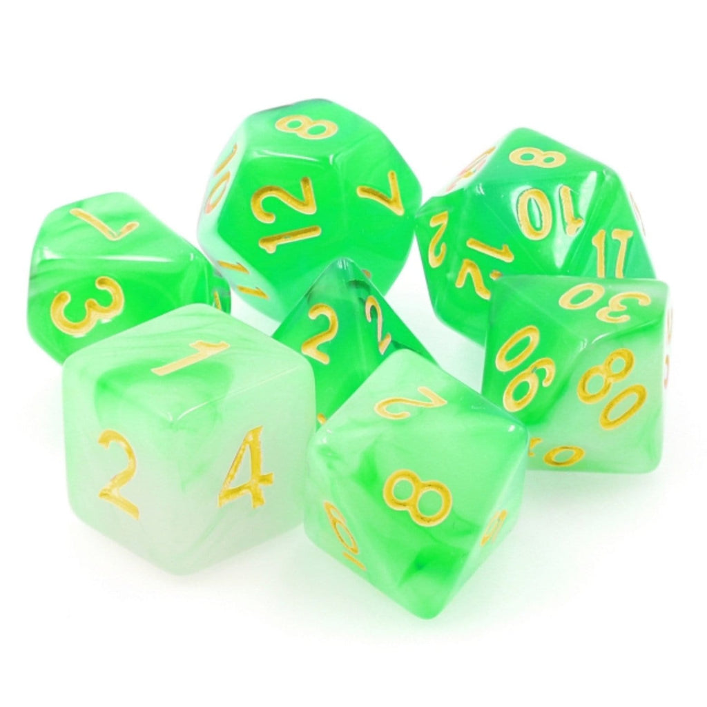 Green Milky RPG Dice Set Plastic Dice Foam Brain Games