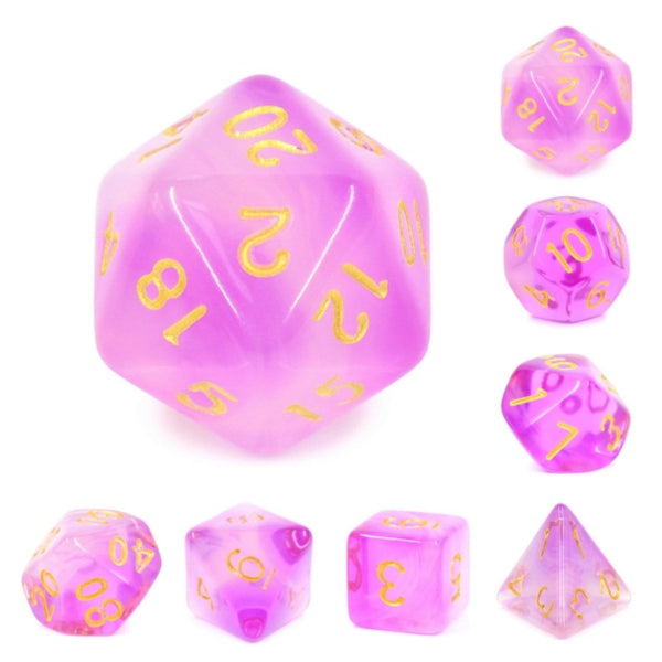Purple Milky RPG Dice Set Plastic Dice Foam Brain Games