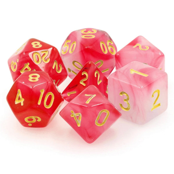 Red Silk Translucent RPG Dice Set Plastic Dice Foam Brain Games