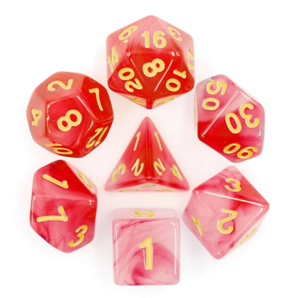 Red Silk Translucent RPG Dice Set Plastic Dice Foam Brain Games