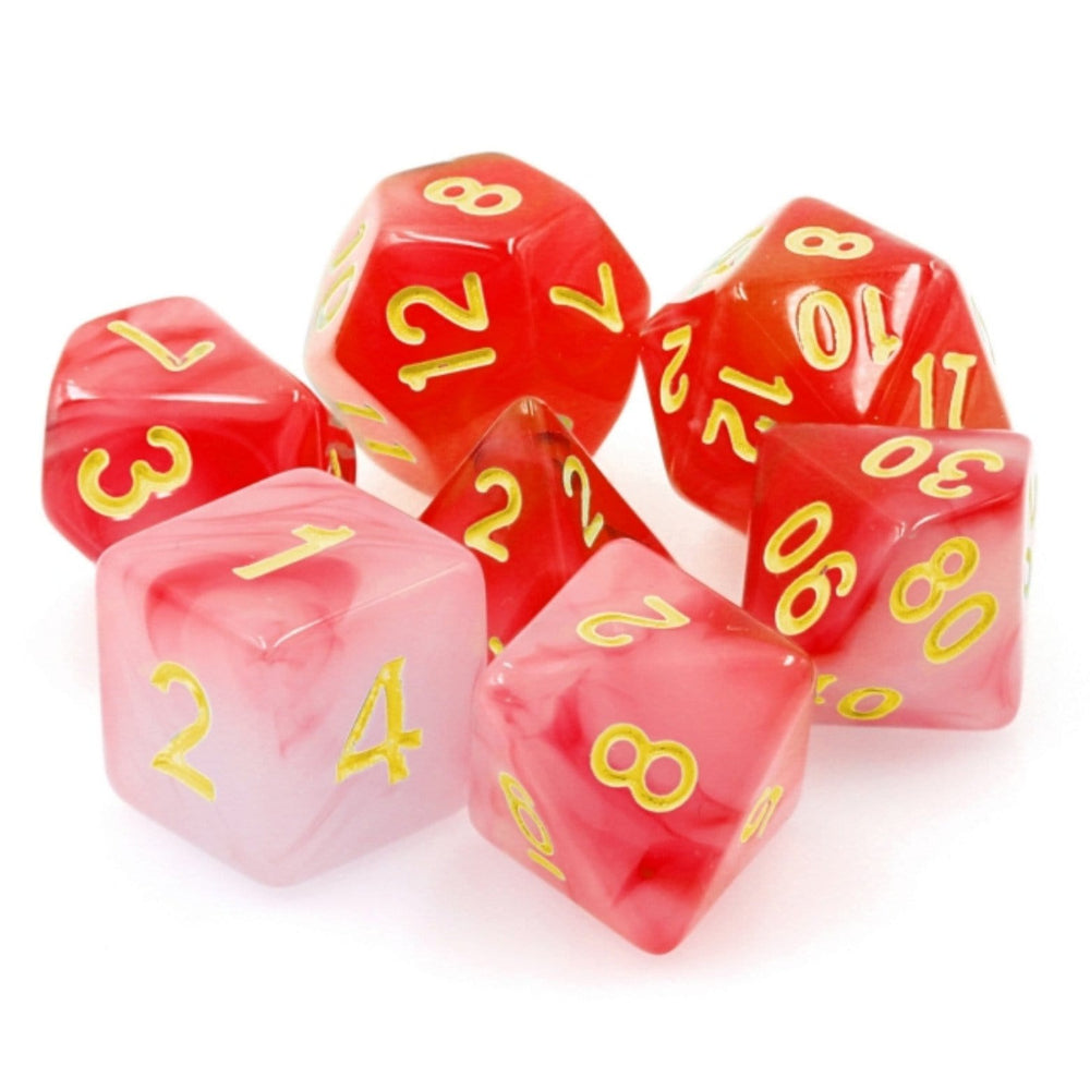 Red Silk Translucent RPG Dice Set Plastic Dice Foam Brain Games