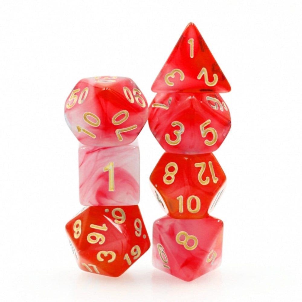 Red Silk Translucent RPG Dice Set Plastic Dice Foam Brain Games
