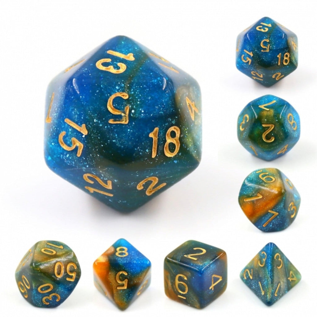 River at Dusk RPG Dice Set Plastic Dice Foam Brain Games