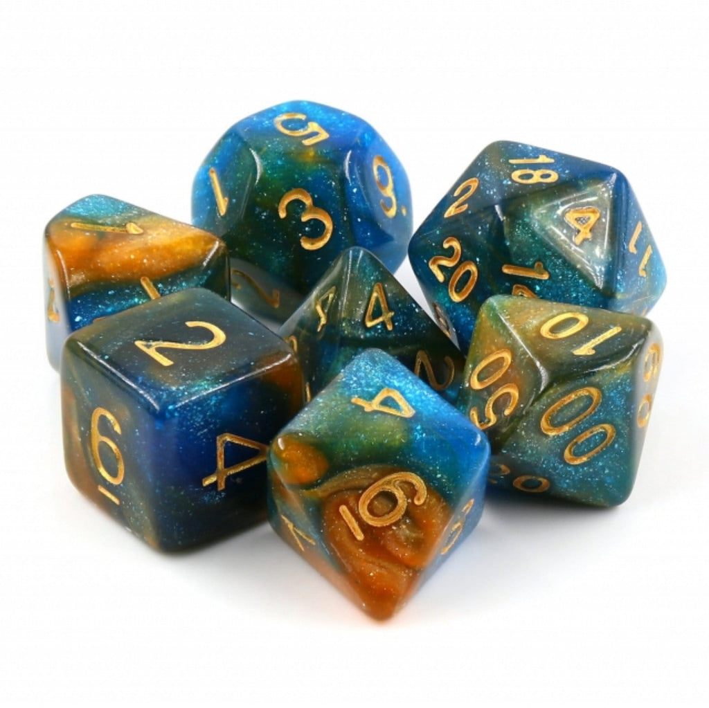 River at Dusk RPG Dice Set Plastic Dice Foam Brain Games