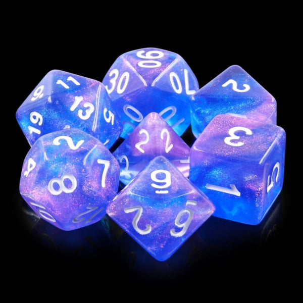 Sapphire Phantasm RPG Dice Set Plastic Dice Foam Brain Games