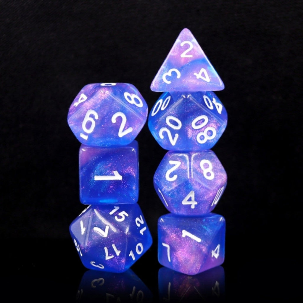 Sapphire Phantom RPG Dice Set Plastic Dice Foam Brain Games