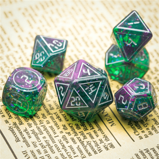 Cybernated Pink & Green RPG Dice Set - XLarge Plastic Dice Foam Brain Games