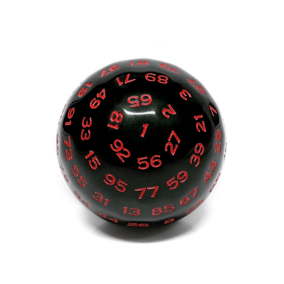 45mm D100 - Black Opaque with Red Plastic Dice Foam Brain Games