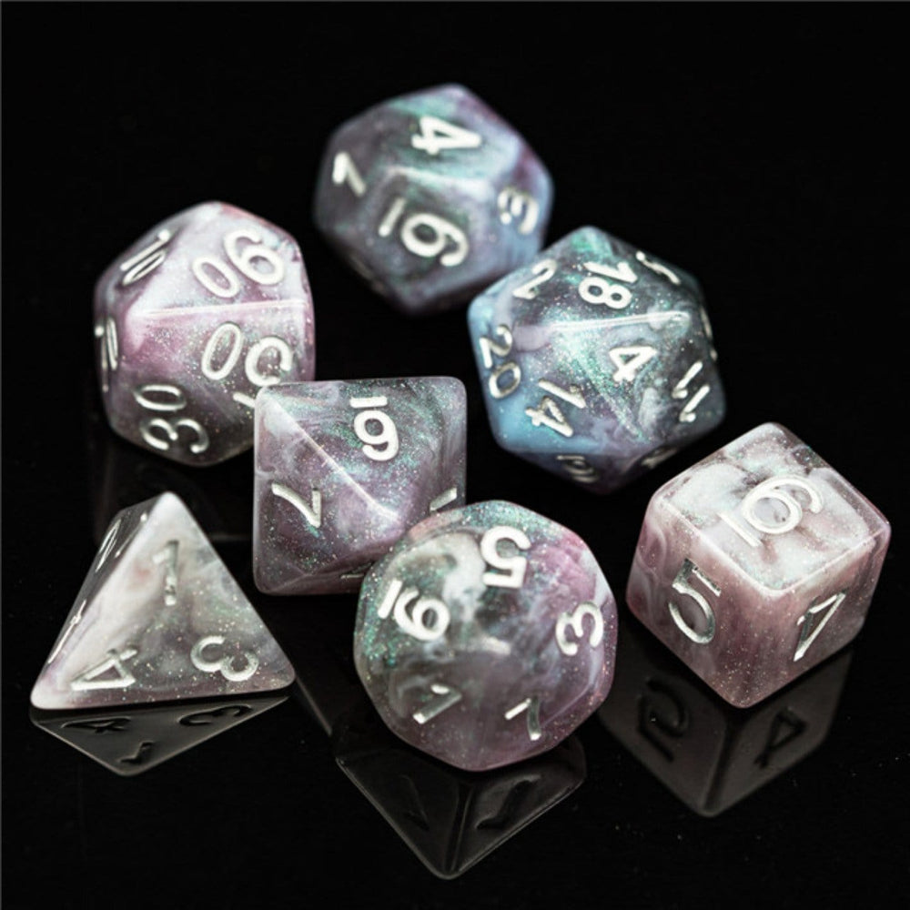 Night Sky Aurora RPG Dice Set Plastic Dice Foam Brain Games