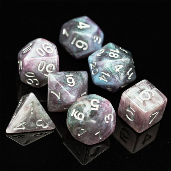 Night Sky Aurora RPG Dice Set Plastic Dice Foam Brain Games