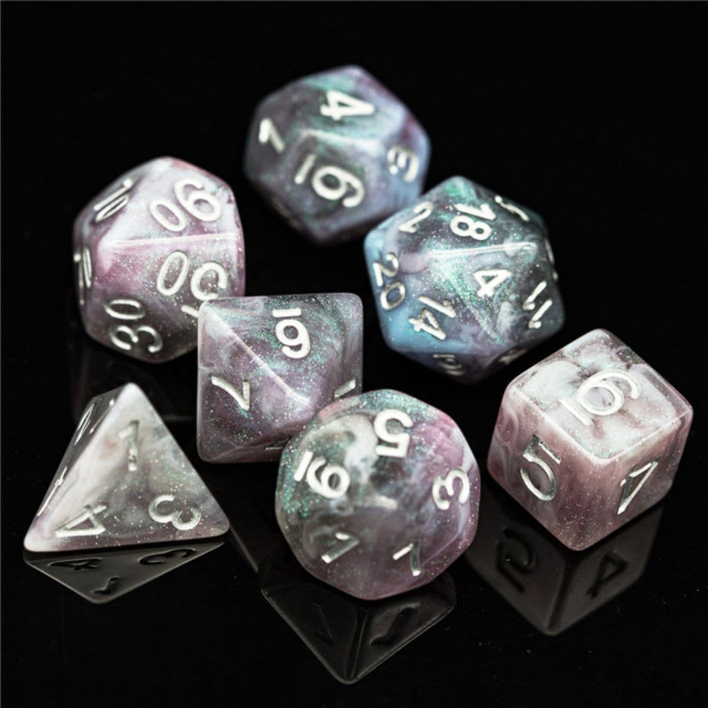 Aurora Borealis RPG Dice Set Plastic Dice Foam Brain Games