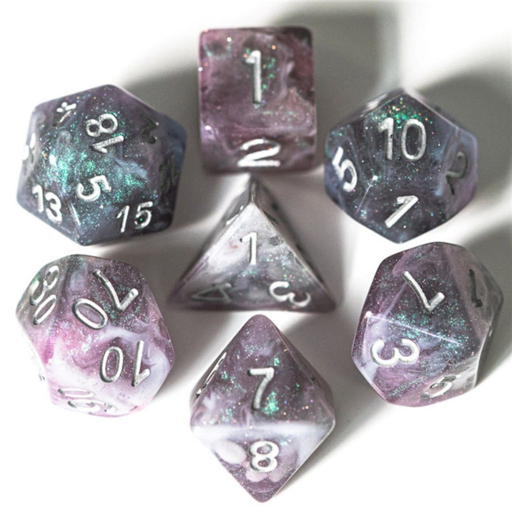 Aurora Borealis RPG Dice Set Plastic Dice Foam Brain Games