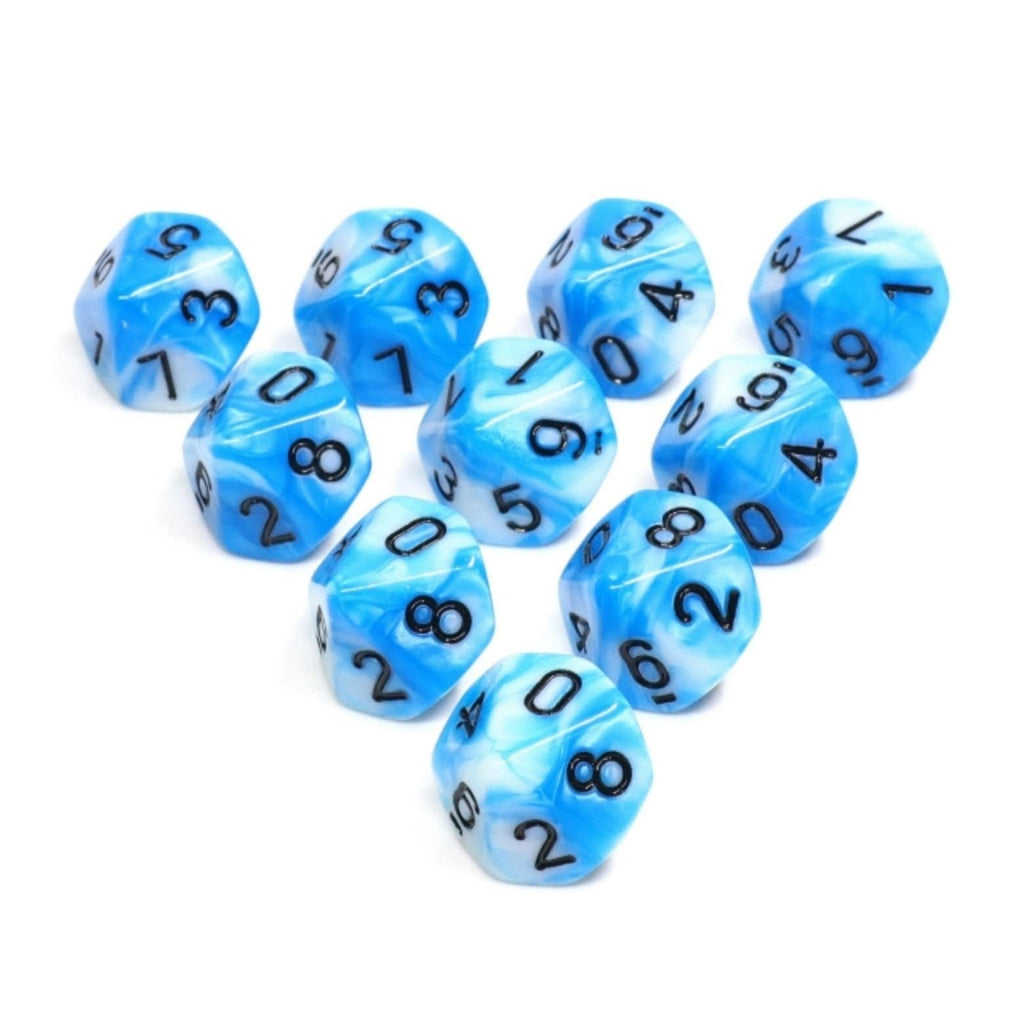 10 piece D10's - Cumulus Cloud Plastic Dice Foam Brain Games