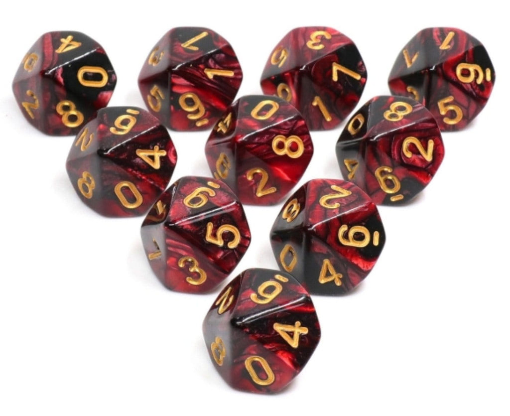 10 piece D10s - Joker's Wild Plastic Dice Foam Brain Games
