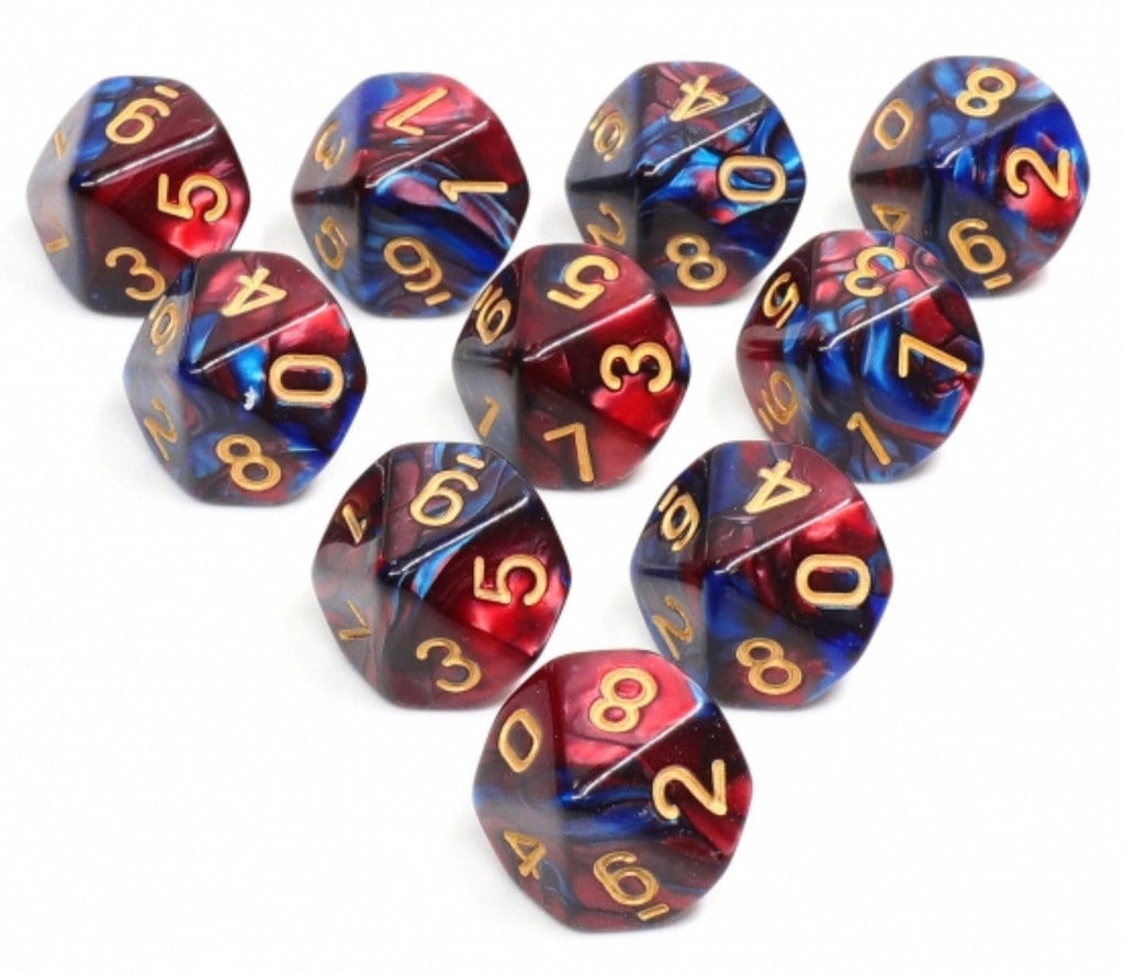 10 piece D10's - Blue Blood Plastic Dice Foam Brain Games