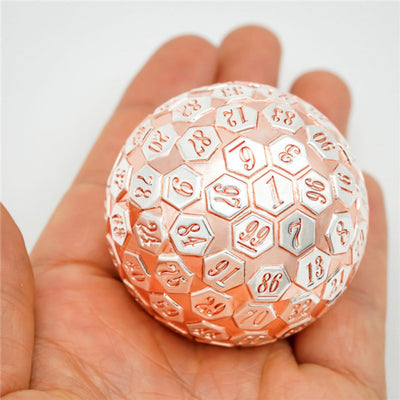 45mm Metal D100 - Pink & Silver Metal Dice Foam Brain Games