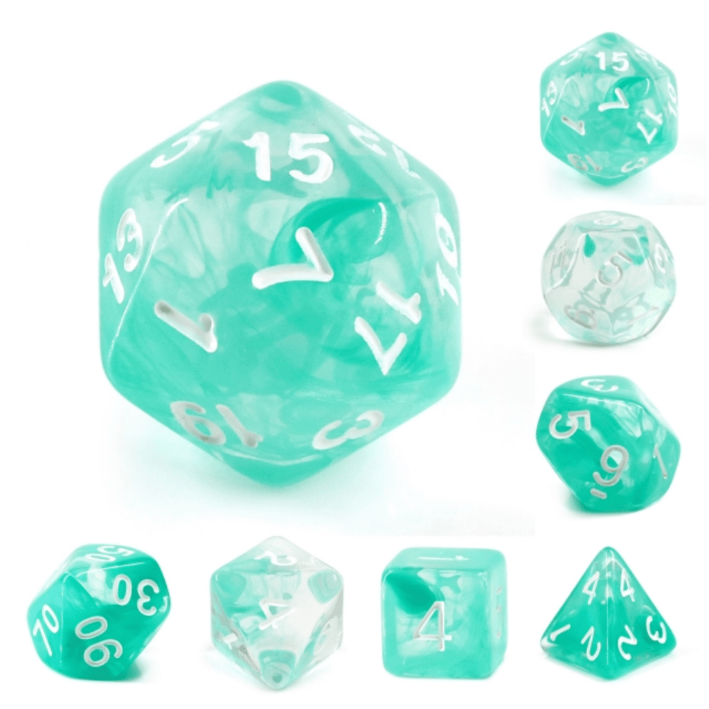 Lake Teal RPG Dice Set Plastic Dice Foam Brain Games