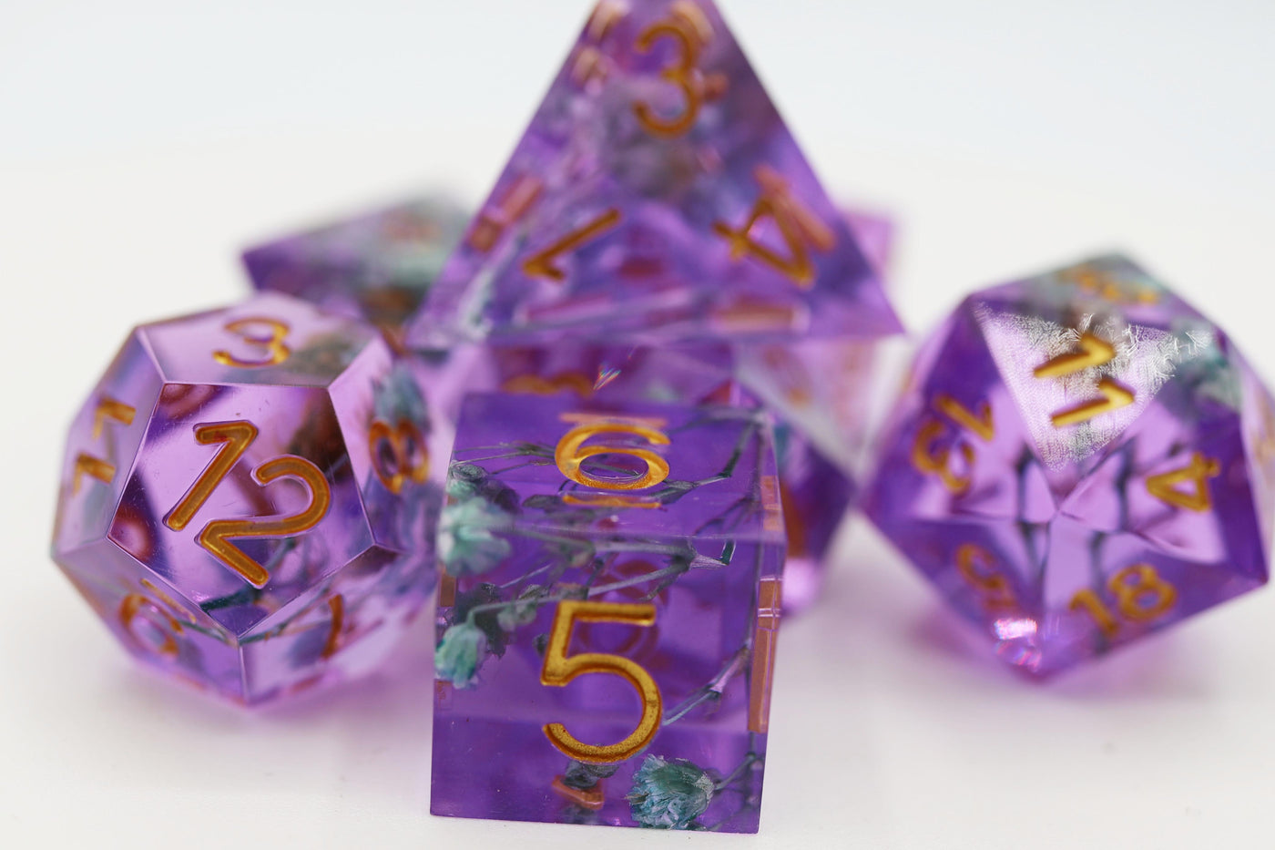 Sharp Edge Resin RPG Dice Set - Cornflower Plastic Dice Foam Brain Games