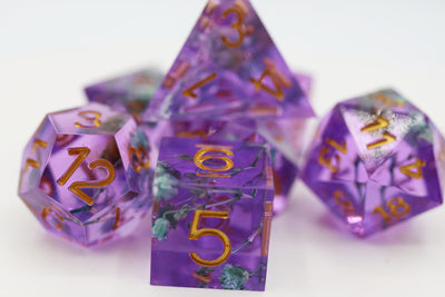 Sharp Edge Resin RPG Dice Set - Cornflower Plastic Dice Foam Brain Games