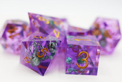 Sharp Edge Resin RPG Dice Set - Cornflower Plastic Dice Foam Brain Games