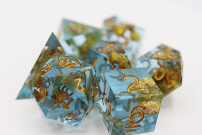 Sharp Edge Resin RPG Dice Set - Dahlia Plastic Dice Foam Brain Games