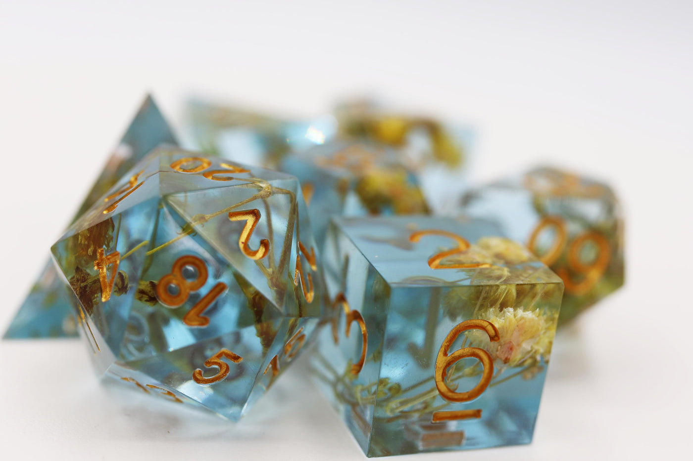 Sharp Edge Resin RPG Dice Set - Dahlia Plastic Dice Foam Brain Games