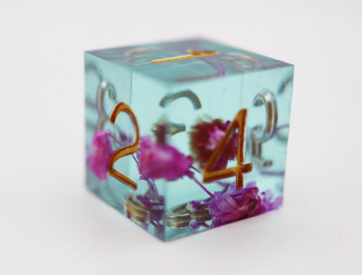 Sharp Edge Resin RPG Dice Set - Peony Plastic Dice Foam Brain Games