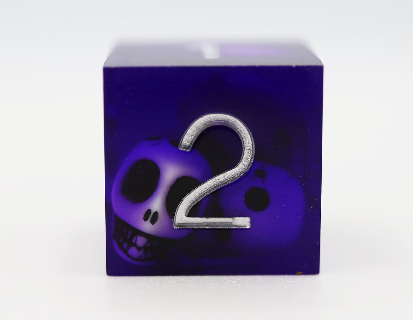Sharp Edge Resin RPG Dice Set - Purple Skulls Plastic Dice Foam Brain Games